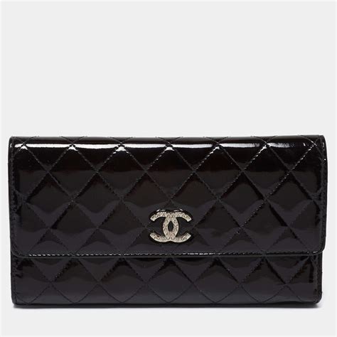 chanel black patent leather wallet|chanel wallet price.